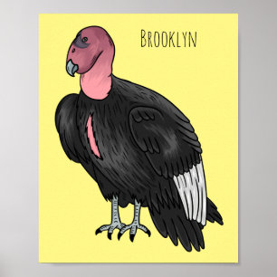 California condor bird cartoon illustration  poster