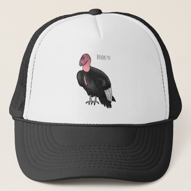 California condor bird cartoon illustration   trucker hat (Front)