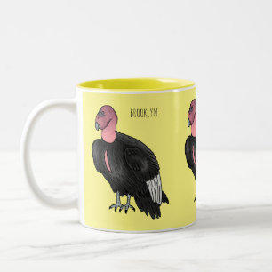 California condor bird cartoon illustration Two-Tone coffee mug