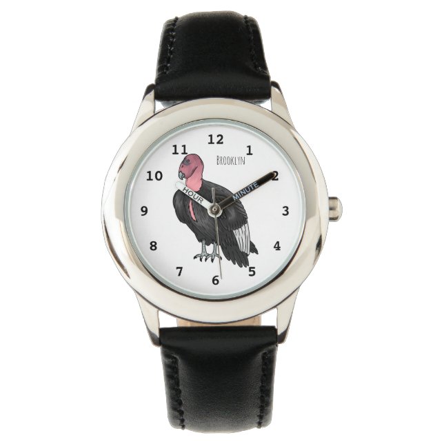 California condor bird cartoon illustration  watch (Front)