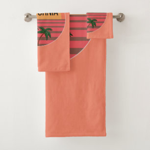 California Cute Design Gift Ideas Sunset Palms Bath Towel Set