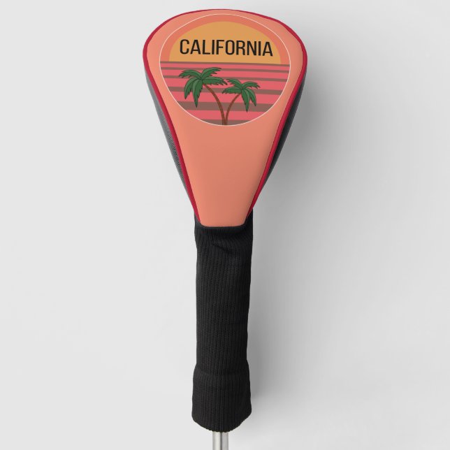 California Cute Design Gift Ideas Sunset Palms Golf Head Cover (Front)