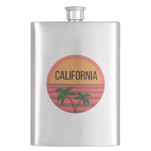 California Cute Design Gift Ideas Sunset Palms Hip Flask