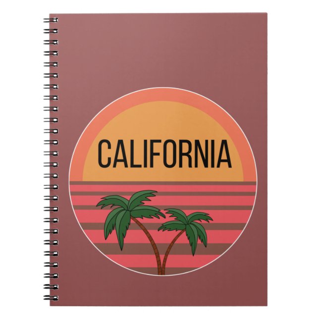 California Cute Design Ideas Pattern Sunset Palms Notebook (Front)