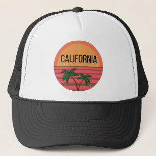 California Cute Design Ideas Pattern Sunset Palms Trucker Hat
