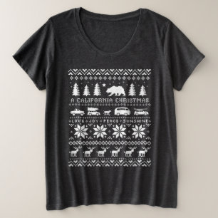 California Cute Ugly Christmas Holiday Pattern Plus Size T-Shirt