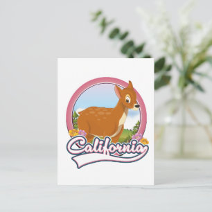 California Deer vacation logo Holiday Postcard