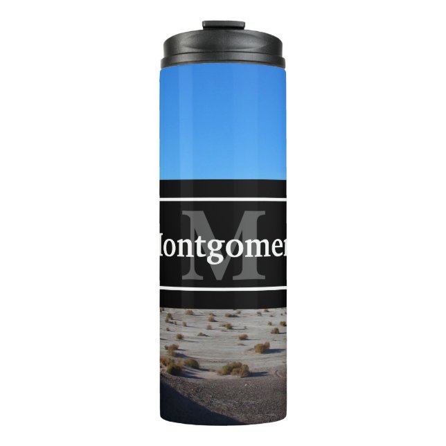 California Desert Landscape with Name and Monogram Thermal Tumbler (Front)