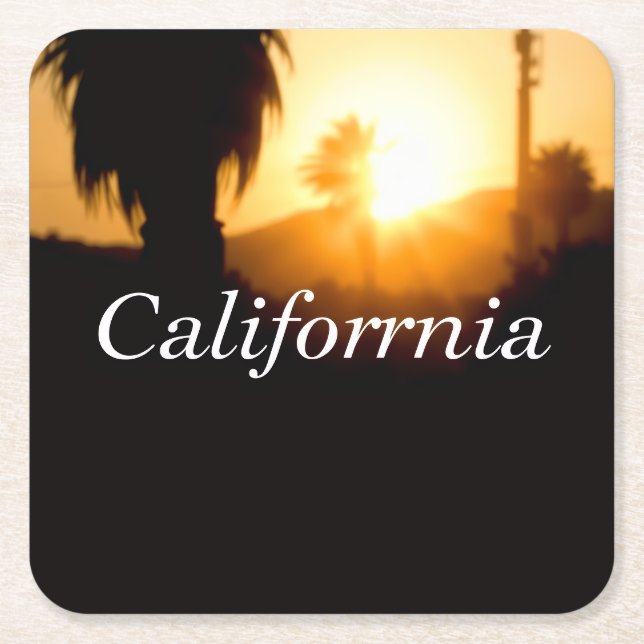 California Dreamin’ Square Paper Coaster (Front)