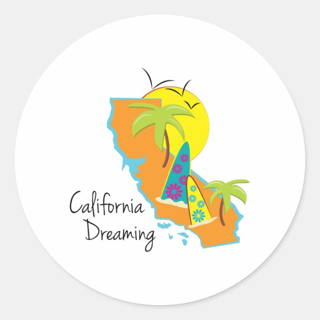 California Dreaming Classic Round Sticker (Front)