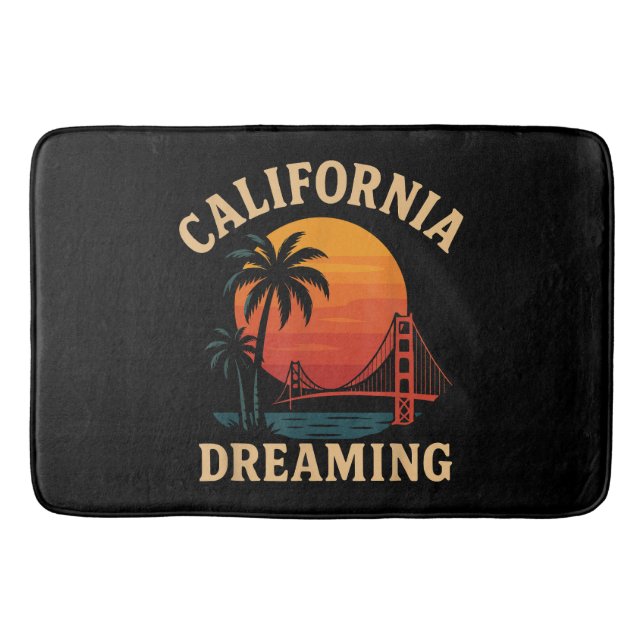 California Dreaming Golden Gate Bridge Sunset Bath Mat (Front)
