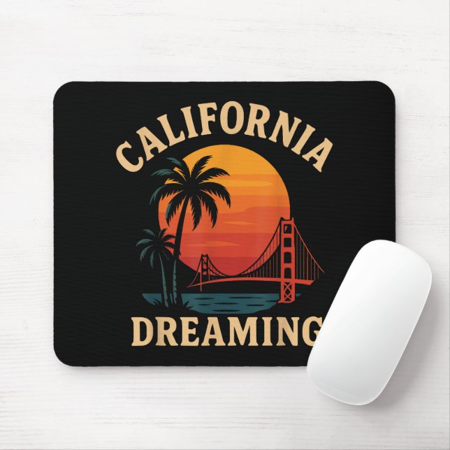California Dreaming Golden Gate Bridge Sunset Mouse Pad (With Mouse)