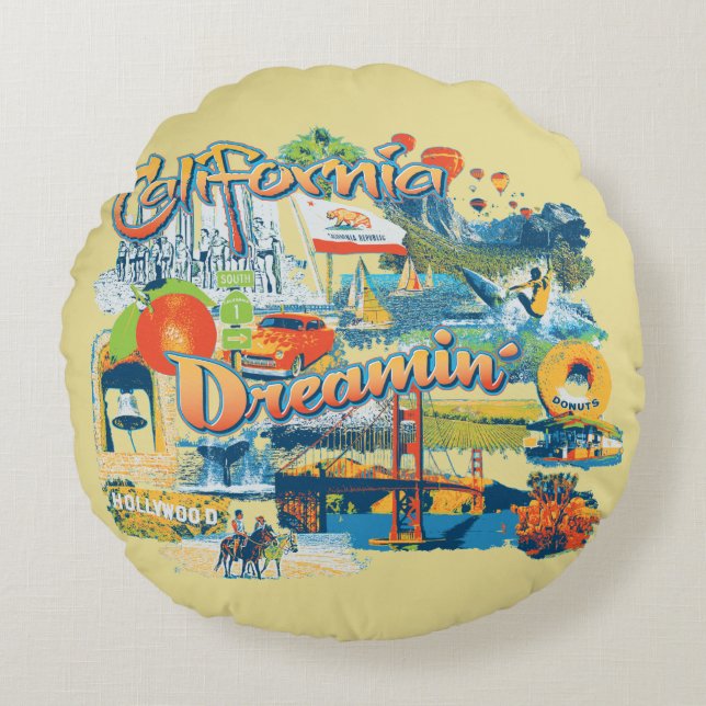 California Dreaming Home Decor Round Cushion (Front)