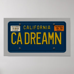 California Dreaming - Retro 1969 License Plate Art Poster