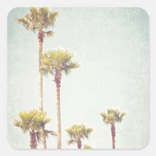 California Dreaming Retro Palm Tree Photography Square Sticker
