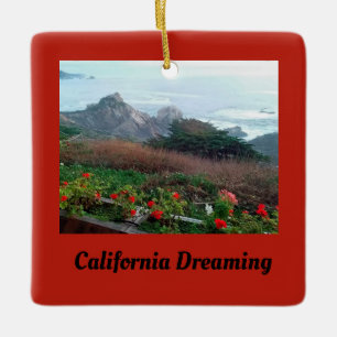 California Dreaming Rocky Point Coastal Red Ceramic Ornament