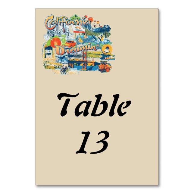 California Dreaming Table Number (Front)