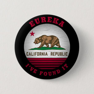 CALIFORNIA EUREKA STATE FLAG 6 CM ROUND BADGE