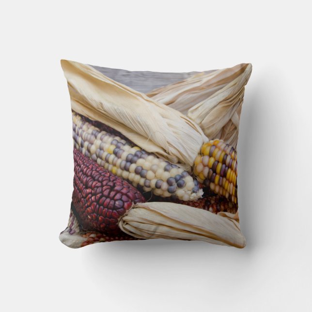 California. Fall Harvest Colourful Indian Corn Cushion (Front)