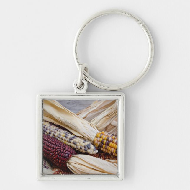 California. Fall Harvest Colourful Indian Corn Key Ring (Front)