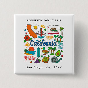 California Family Trip Custom Matching 15 Cm Square Badge