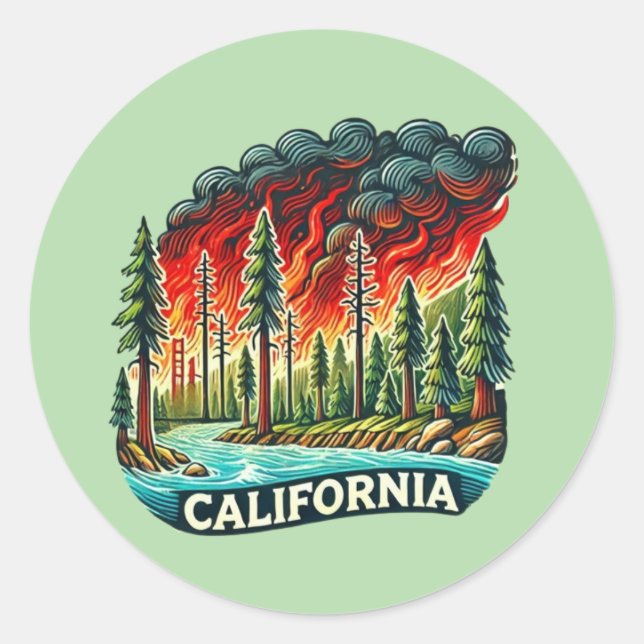 CALIFORNIA FIRE Keychain Classic Round Sticker (Front)