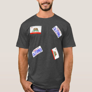 California Flag and California License Plate Patte T-Shirt