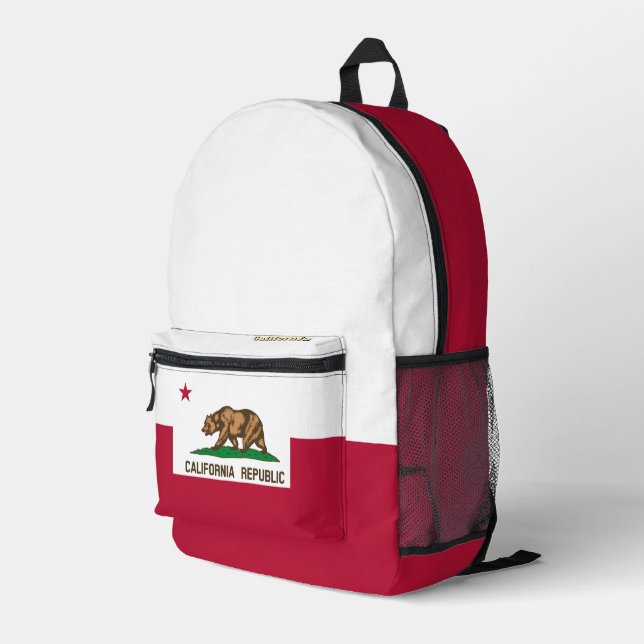 California Flag Backpack, USA & California Bag, Printed Backpack (Back Corner Right)
