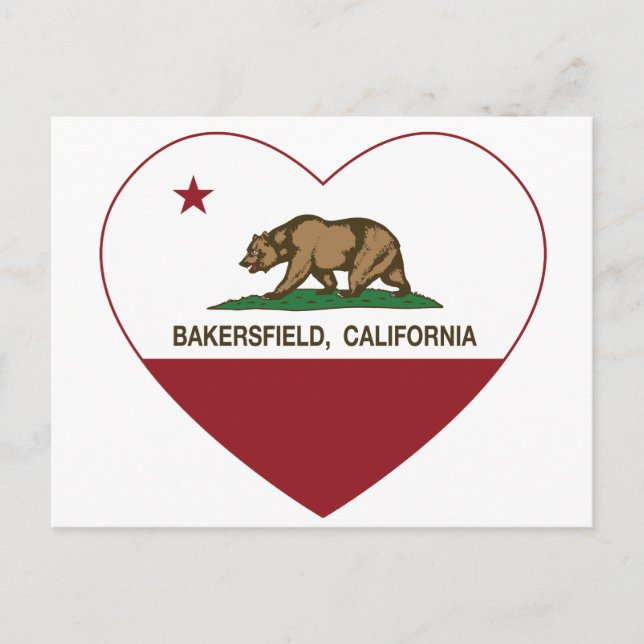 california flag bakersfield heart postcard (Front)