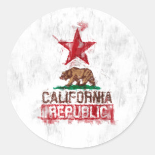 California Flag Bear in Painterly Style Classic Round Sticker