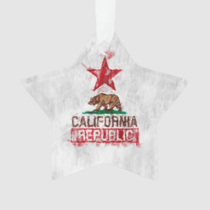 California Flag Bear in Painterly Style Ornament