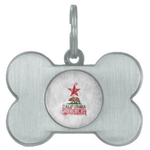 California Flag Bear in Painterly Style Pet ID Tag