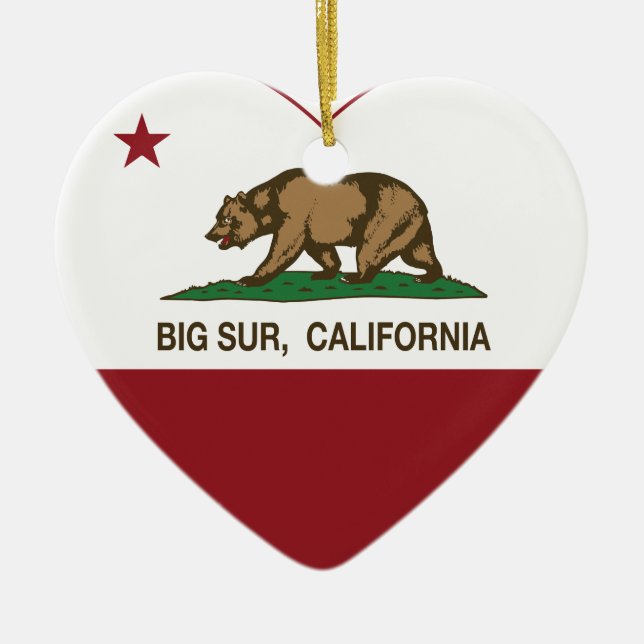 california flag big sur heart ceramic tree decoration (Front)