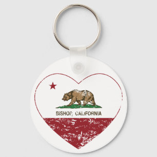 california flag bishop heart distressed key ring