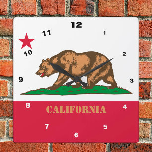 California Flag & California fashion /design USA Square Wall Clock