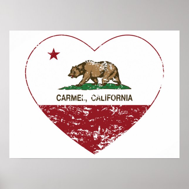 california flag carmel heart distressed poster (Front)