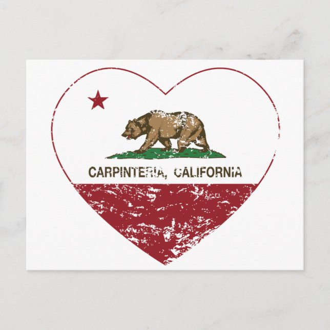 california flag carpinteria heart distressed postcard (Front)