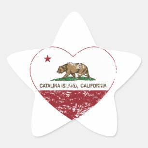 california flag catalina island heart distressed star sticker