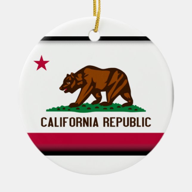 California Flag Ceramic Tree Decoration (Front)