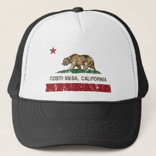 california flag costa mesa distressed trucker hat
