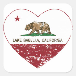 california flag lake isabella heart distressed square sticker