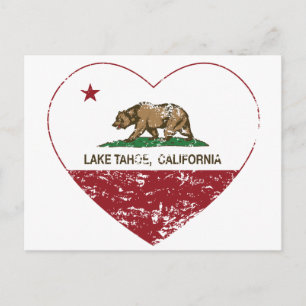 california flag lake tahoe heart distressed postcard