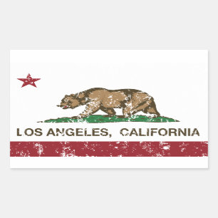 california flag los angeles distressed rectangular sticker