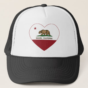 california flag malibu heart trucker hat