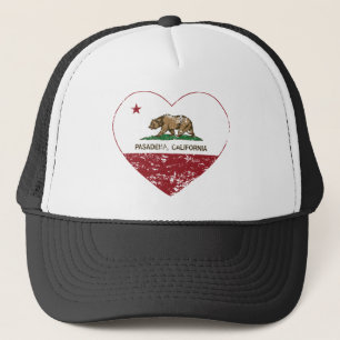 california flag pasadena heart distressed trucker hat