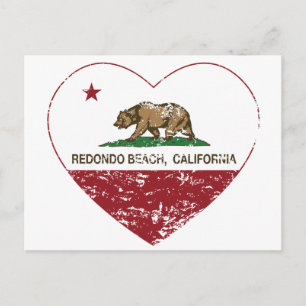 california flag redondo beach heart distressed postcard