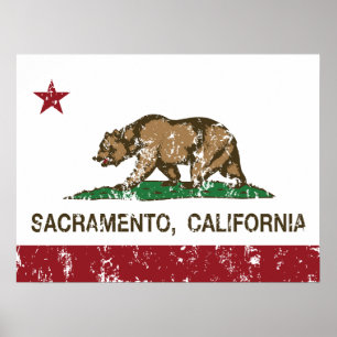 california flag sacramento distressed poster