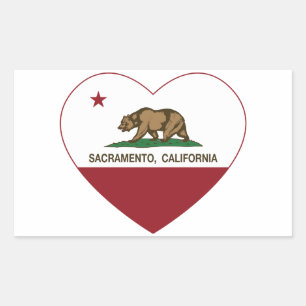 california flag sacramento heart rectangular sticker