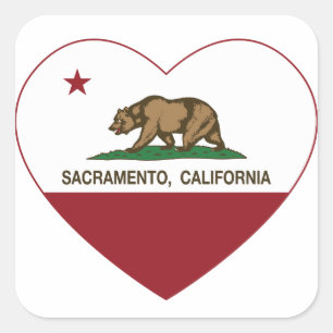 california flag sacramento heart square sticker