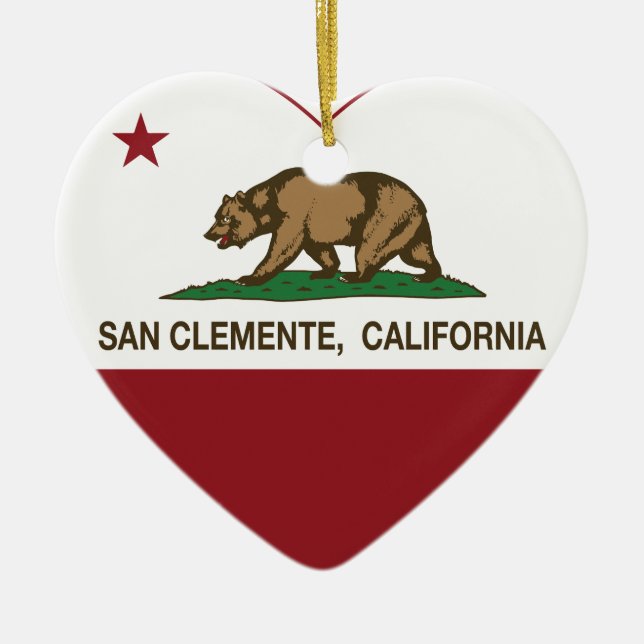 california flag san clemente heart ceramic tree decoration (Front)